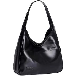 Fozehlad Vegan Leather Tote Bag for Women Slouchy Hobo Bags Soft Retro Shoulder Handbag for Work Everyday Use