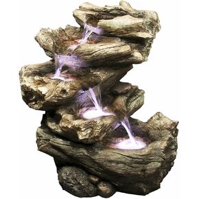 22" Harmony Fountains Log Indoor/Outdoor Garden Fountain w/LED Lights (Meadow)