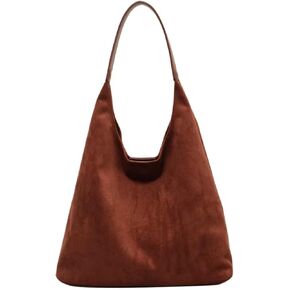 Suede Hobo Bags for Women Retro Slouchy Bag Office Hobo Handbag Shoulder Bag Top-handle Tote Handbag