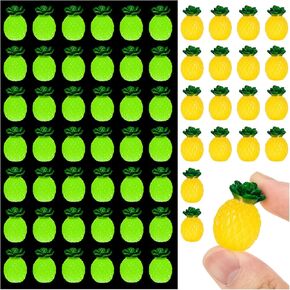CLESDF 60Pcs Mini Resin Pineapple, Artificial Tiny Pineapple Figurines, Glow in The Dark Fake Pineapple Decor for Party Fruit Bowl Home Kitchen Photography Props