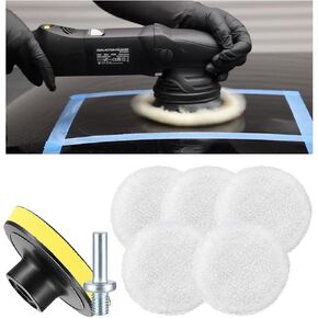 6PCS 6 Inch Wool Polishing Buffing Pad - Soft Wool Car Polishing Pad with Hook and Loop Backing for Car Polishing, Buffing & Cutting - Car Buffer Polisher Drill Attachment with M14 Drill Adapter