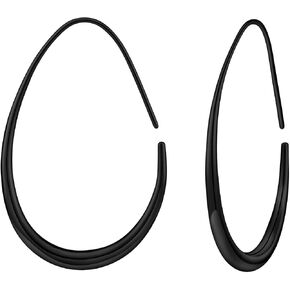 Lightweight Teardrop Hoop Earrings for Women - 14k Gold/White Gold Plated Large Oval Pull Through Hoop Earrings High Polished Statement Jewelry Gift for Women Teen Girls in Saudi Arabia