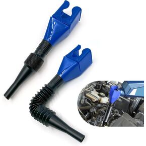 Pack-2 Car Refueling Funnel, Hand-Free Leak-Proof Seal Draining Oil Accessories, Foldable Telescopic Hose Flexible Plastic Locking Oil Filler Funnel, Universal for Cars Motorcycles (Blue)