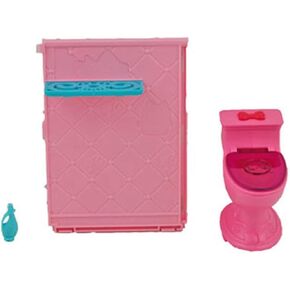 Replacement Parts for Barbie Dream House Playset - X7949 ~ Includes Pink Bathroom Shower Wall with Shelf, Toilet and Shampoo Bottle
