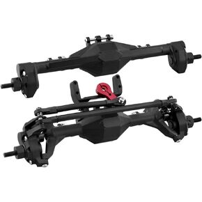 HyBDX CNC Aluminum Alloy Anodized Front and Rear Portal Axle Upgrade for 1/10 RC Rock Crawlers, Compatible with SCX10 II… (Black)