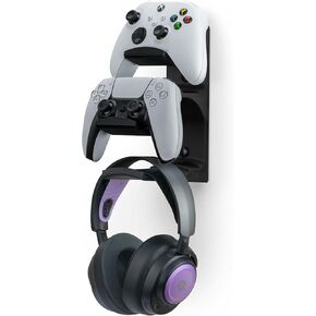 BRAINWAVZ The Behemoth - Dual Game Controller & Headphone Stand Wall Mount Holder - Designed for All Gamepads & Headsets