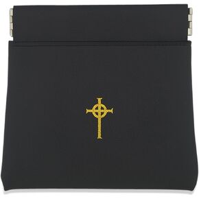 Coin Purse Style Rosary Pouch with Celtic Cross (White)