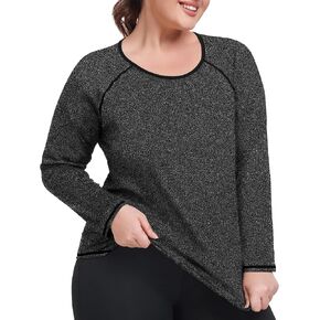 FOREYOND Plus Size Workout Tops for Women Long Sleeve Shirts Athletic Active Yoga Gym Clothes Loose Fit