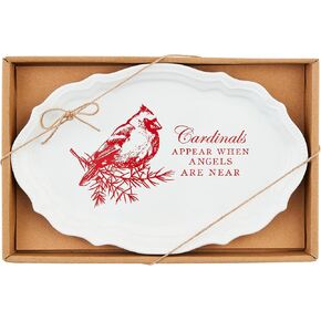 Mud Pie Cardinal Sentiment Tray, 6 1/2" x 10", WHITE