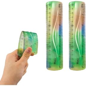 2 Pieces Flexible Ruler Soft and Bendable, Not Easy to Break, 15cm/6 inch Plastic Ruler for School Classroom Office Children and Adults