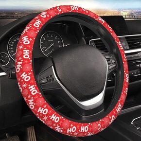 Christmas Theme Steering Wheel Cover, Universal 15 Inch Car Elastic Steering Wheel Covers, Funny Xmas Auto Interior Car Accessories for Men Women Car SUV