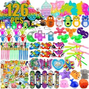 126 Pcs Treasure Box Toys for Classroom, Prizes for Kids Students, Goodie Bags Stuffers Pinata Filler, Bulk Carnival Prizes, Birthday Party Favors for Kids 4-8