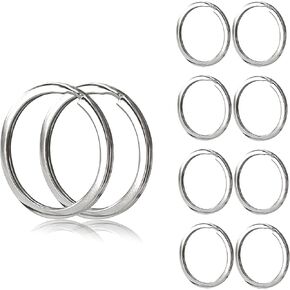 Key Ring - 316L Stainless Steel Flat Keyrings - 10Pcs 1.25" (32mm) Round Split Key Rings for Keychains, Rust Resistant Keychain Rings for Home Car Outdoor Arts and Crafts
