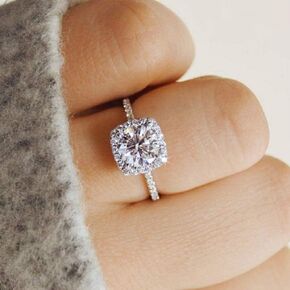 Fashion Ring Cushion Cut CZ Zircon Stone 925 Silver Engagement Wedding Band Ring Cubic Zirconia Promise Halo Engagement Ring Anniversary Wedding Bands