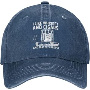 Sefgaen I Like Whiskey and Cigars and Maybe 3 People Hat Women Baseball Hat Adjustable Cap Navy Blue