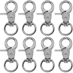 8PCS 2.32x0.82inch Silver Zinc Alloy Trigger Spring Hook Heavy Duty Swivel Clip Hook Metal Buckle Lanyard Clip for Attaching Pet Leash and Making Key Chain