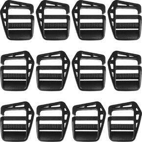 12PCS G Shaped Hook Buckle Plastic Buckle for 20.5mm/0.81in Wide Webbing Outdoor Clip Adjustable Luggage Strap 6 Each for Left and Right Black