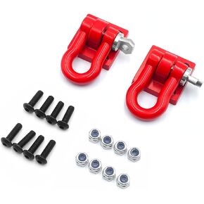 RCHUBAM 2Pcs U-Shaped RC Trailer Hook Red Crawler Trailer Hooks Buckle Winch D Shackles Compatible with SCX6 AXI05000 1/6 Scale RC Crawler Car Truck Upgrade Accessories