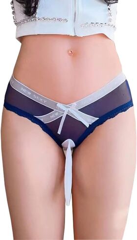Sexy Letter Transparent Mesh Thong G-Strings Open Crotch Pouch Bikini Underwear T-back Briefs Panties for Women Men in Kuwait
