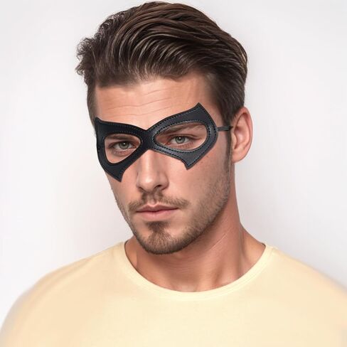 قناع عين نصف قطة من الجلد الأسود، قناع نسائي للقطط، قناع تنكر للنساء، إكسسوار أزياء الهالوين التنكرية in Kuwait