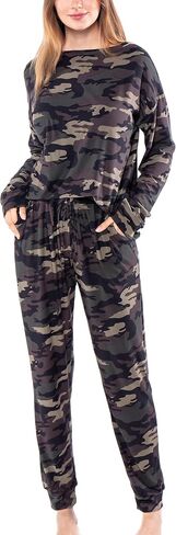 Women’s Pajamas Set Printed Soft Long Sleeve Pockets Sleepwear Nightwear Pjs Lounge Sets in Saudi Arabia
