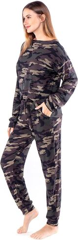Women’s Pajamas Set Printed Soft Long Sleeve Pockets Sleepwear Nightwear Pjs Lounge Sets in Saudi Arabia