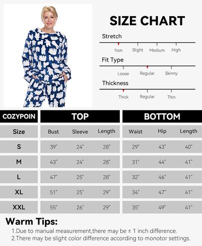 Flannel Pajamas Women Winter - Cute Pajama Sets For Women 2 Piece - Fleece Warm Fuzzy Cozy Pajamas For Women Soft in Saudi Arabia