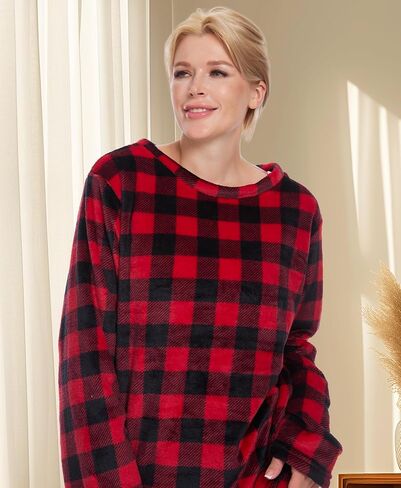 Flannel Pajamas Women Winter - Cute Pajama Sets For Women 2 Piece - Fleece Warm Fuzzy Cozy Pajamas For Women Soft in Saudi Arabia