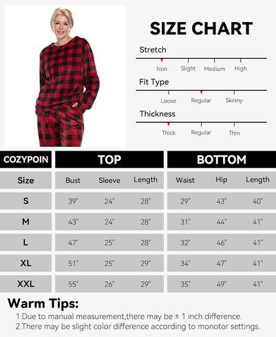 Flannel Pajamas Women Winter - Cute Pajama Sets For Women 2 Piece - Fleece Warm Fuzzy Cozy Pajamas For Women Soft in Saudi Arabia