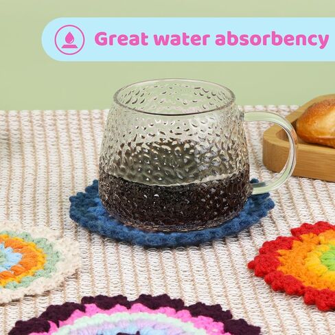 MROTIGRIL Crochet Kit for Beginners, 4Pcs Coasters Crochet Starter Kit, Potted Plant Coasters Crochet Blanket Kit w Step-by-Step Video Tutorials, Enough Yarn, Learn to Crochet Kits for Adult Beginners in Saudi Arabia
