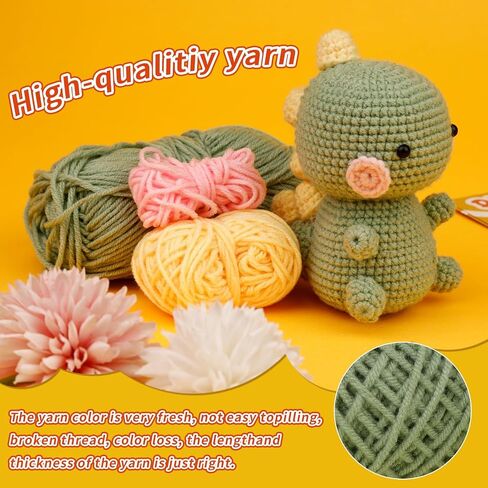 MJRASG 3 Pcs Crochet Dinosaur Crochet Kit for Beginners Adults Easy Crochet Kit for Beginners Dinosaur Crochet Animal Kit Penguin Crochet Kit Crochet Fox Kit Crochet Learn to Crochet Starter Kit in Saudi Arabia