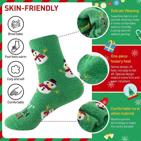 Fuzzy Christmas Socks for Women Funny Novelty Cozy Warm Slipper Holiday Socks for Women Christmas Gifts 6 Pairs in Kuwait