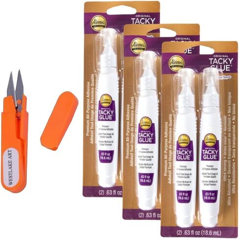 Tacky Glue Pens, Adhesive Glue for Crafts, Tacky Glue for Fabric and Paper, Bundle with Westlake Art Embroidery Scissors, Strong Fabric Bonding, 6 Pens Total for Paper- [Pack of 3] in Saudi Arabia