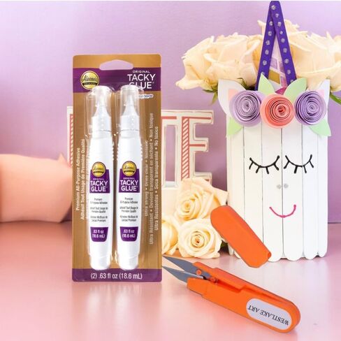 Tacky Glue Pens, Adhesive Glue for Crafts, Tacky Glue for Fabric and Paper, Bundle with Westlake Art Embroidery Scissors, Strong Fabric Bonding, 6 Pens Total for Paper- [Pack of 3] in Saudi Arabia