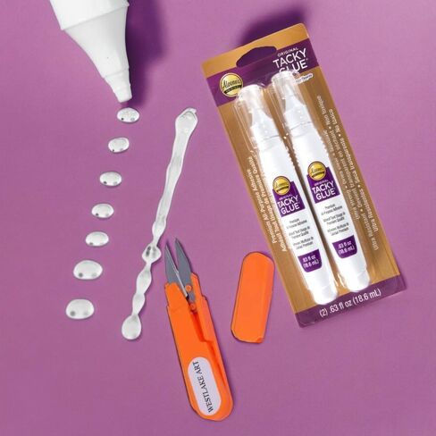 Tacky Glue Pens, Adhesive Glue for Crafts, Tacky Glue for Fabric and Paper, Bundle with Westlake Art Embroidery Scissors, Strong Fabric Bonding, 6 Pens Total for Paper- [Pack of 3] in Saudi Arabia