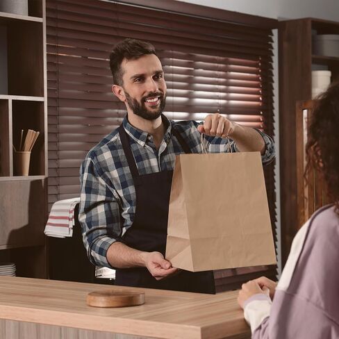 Moretoes 100pcs Brown Paper Bags with Handles Assorted Sizes Mixed Sizes Bulk Kraft Paper Gift Bags Take Out Bags for Business, Merchandise, Shopping, Retail, Favors Grocery in Saudi Arabia