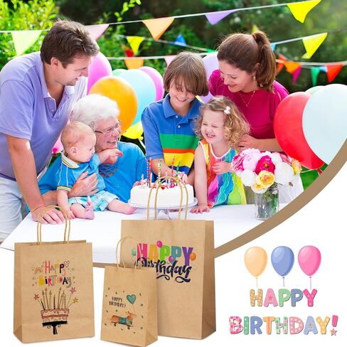 Moretoes 100pcs Brown Paper Bags with Handles Assorted Sizes Mixed Sizes Bulk Kraft Paper Gift Bags Take Out Bags for Business, Merchandise, Shopping, Retail, Favors Grocery in Saudi Arabia