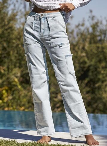 Dokotoo Women 6 Pockets High Waisted Cargo Pants Wide Leg Casual Pants Combat Military Trouser US 4-18 in Kuwait