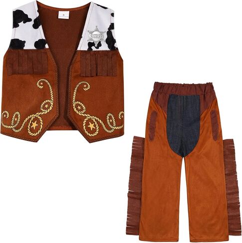 Sicypoty Kids Cowboy Costume for Boys Rodeo Cowboy Set Halloween Birthday Party Dress Up Cosplay Brown in Saudi Arabia