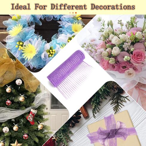 Christmas Mesh Ribbon Christmas Tree Mesh Ribbon Metallic Mesh Ribbon for Wreaths Wide Wired Deco Mesh Ribbon Roll for DIY Party Wrapping Craft 10 in x 30 Ft(10 Yard) Christmas Tree Decoration White in Saudi Arabia
