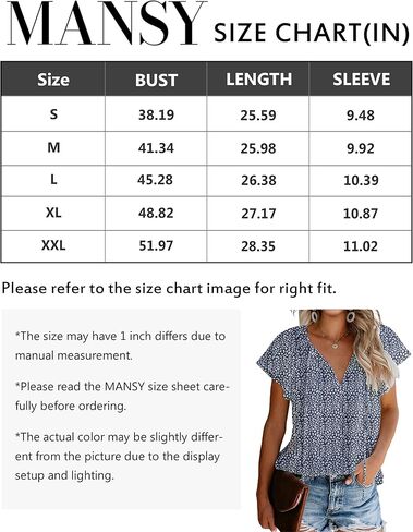 Mansy Women's Casual Floral Print V Neck Ruffle Short Sleeve Summer Shirts Tops Loose Blouses in Kuwait
