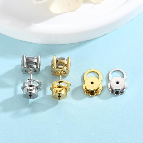 Earring Backs for Droopy Ears, JIACHARMED Flower Locking Earring Backs for Heavy Earrings Large Secure Earring Lifter Backings Replacements for Studs 4pcs Flat Earring Support Backers,Mixed Color in Kuwait