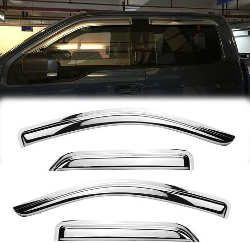 94040Y Chrome Side Window Visor Wind Vent Deflector fit for 2007-2013 Chevy Silverado/GMC Sierra 1500& 07-14 Silverado 2500 HD/3500 HD Extended Cab,4pcs Outside Mount Style Sun Rain Guards Set in Kuwait