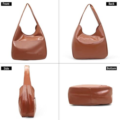 Fozehlad حقيبة جلدية نباتية للنساء حقائب هوبو مترهل حقيبة يد كتف ريترو ناعمة للعمل والاستخدام اليومي in Kuwait