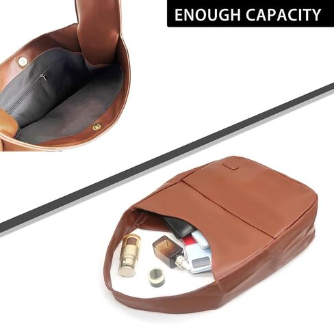 Fozehlad حقيبة جلدية نباتية للنساء حقائب هوبو مترهل حقيبة يد كتف ريترو ناعمة للعمل والاستخدام اليومي in Kuwait