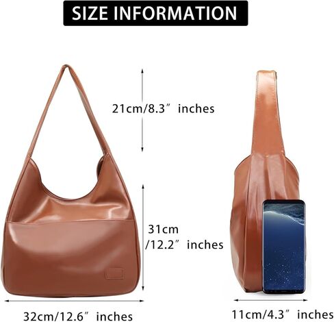 Fozehlad حقيبة جلدية نباتية للنساء حقائب هوبو مترهل حقيبة يد كتف ريترو ناعمة للعمل والاستخدام اليومي in Kuwait