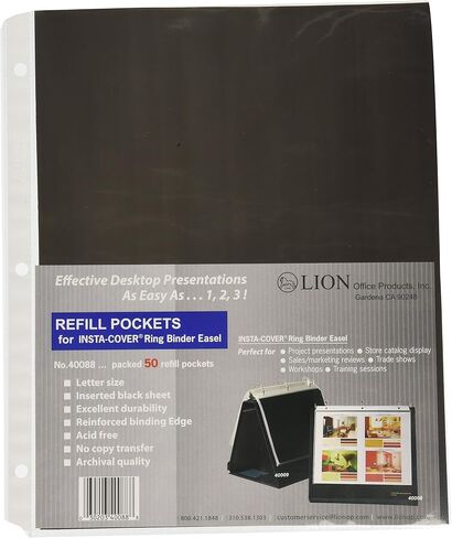 Lion Insta-Cover Ring Binder Easel, 1-1/2 Inches Ring, 1 Binder Easel (40009), Black in Kuwait