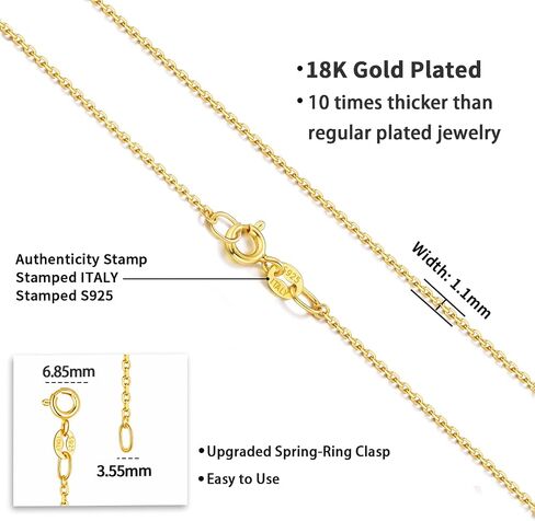 Jewlpire 925 Sterling Silver Chain Necklace Chain for Women Girls 1.1mm Cable Chain Necklace Upgraded Spring-Ring Clasp - Thin & Sturdy - Italian Quality 16/18/20/22/24 Inch in Saudi Arabia