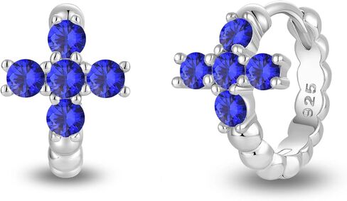 Starchenie 925 Sterling Silver Cross Hoop Earrings for Women 15mm Dainty Small Birthstones Cross Huggie Hoop Earrings Jewelry Gift in Saudi Arabia