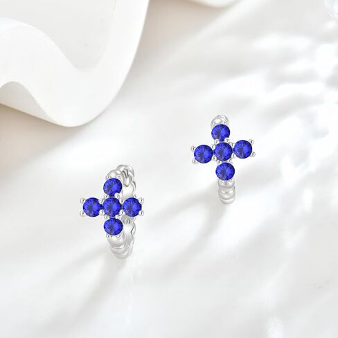 Starchenie 925 Sterling Silver Cross Hoop Earrings for Women 15mm Dainty Small Birthstones Cross Huggie Hoop Earrings Jewelry Gift in Saudi Arabia